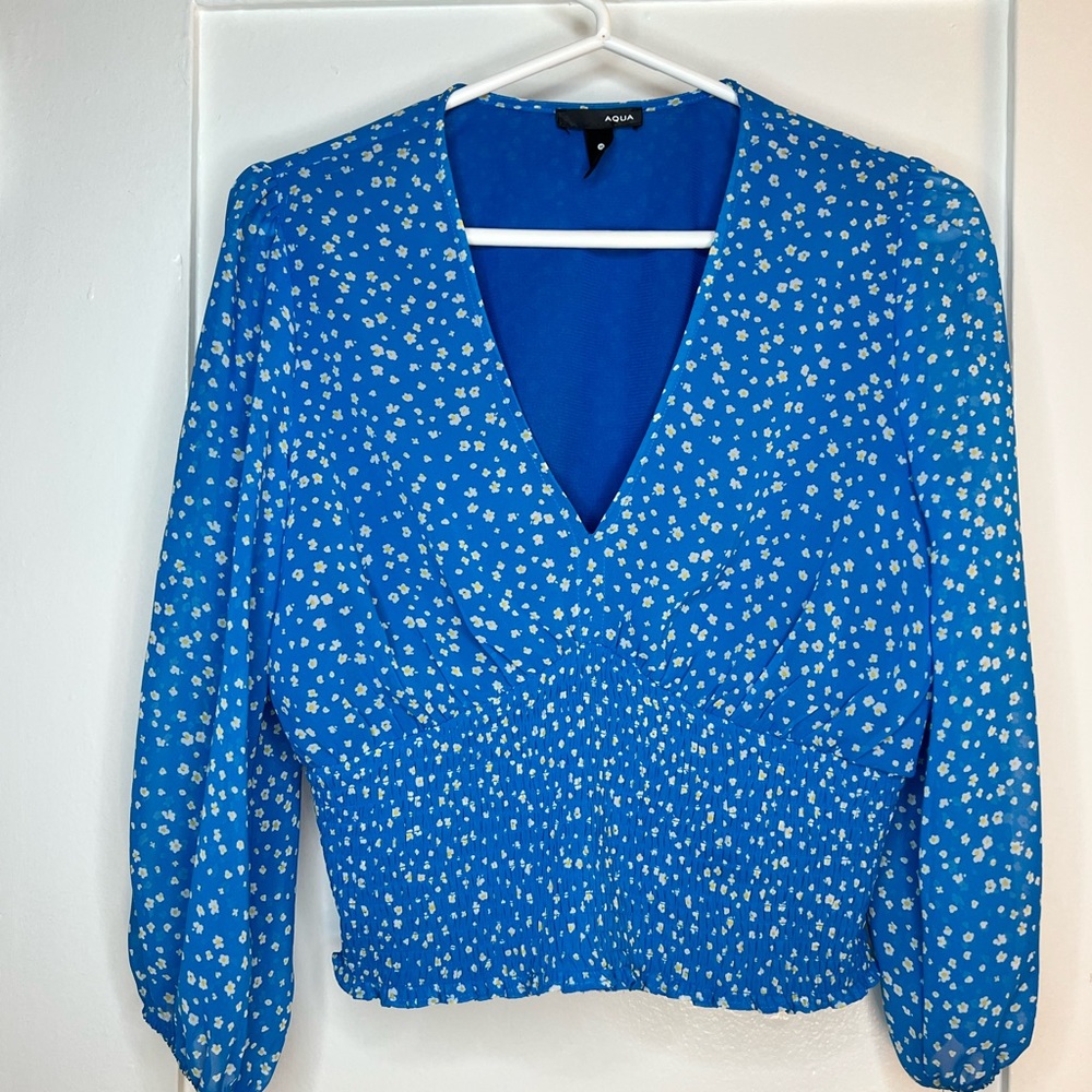AQUA Blue Flower Blouse